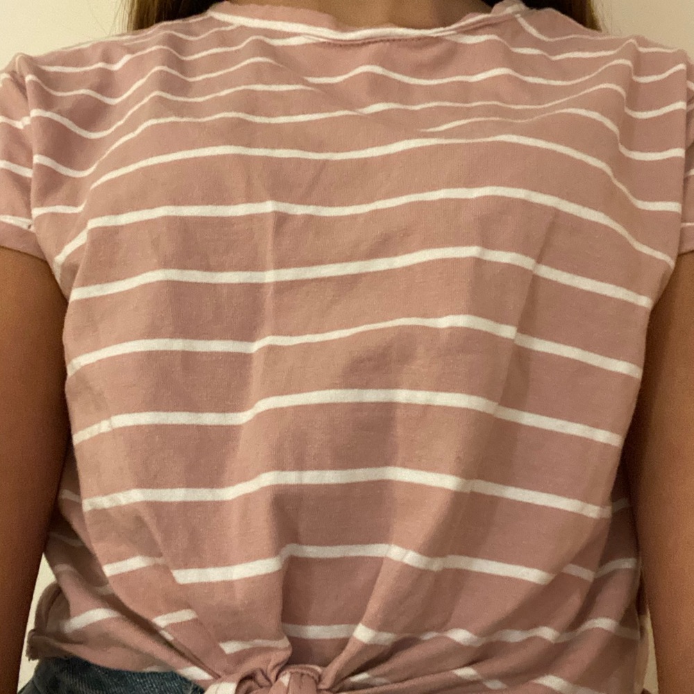 Pink and white stripped crop top from Forever 21.